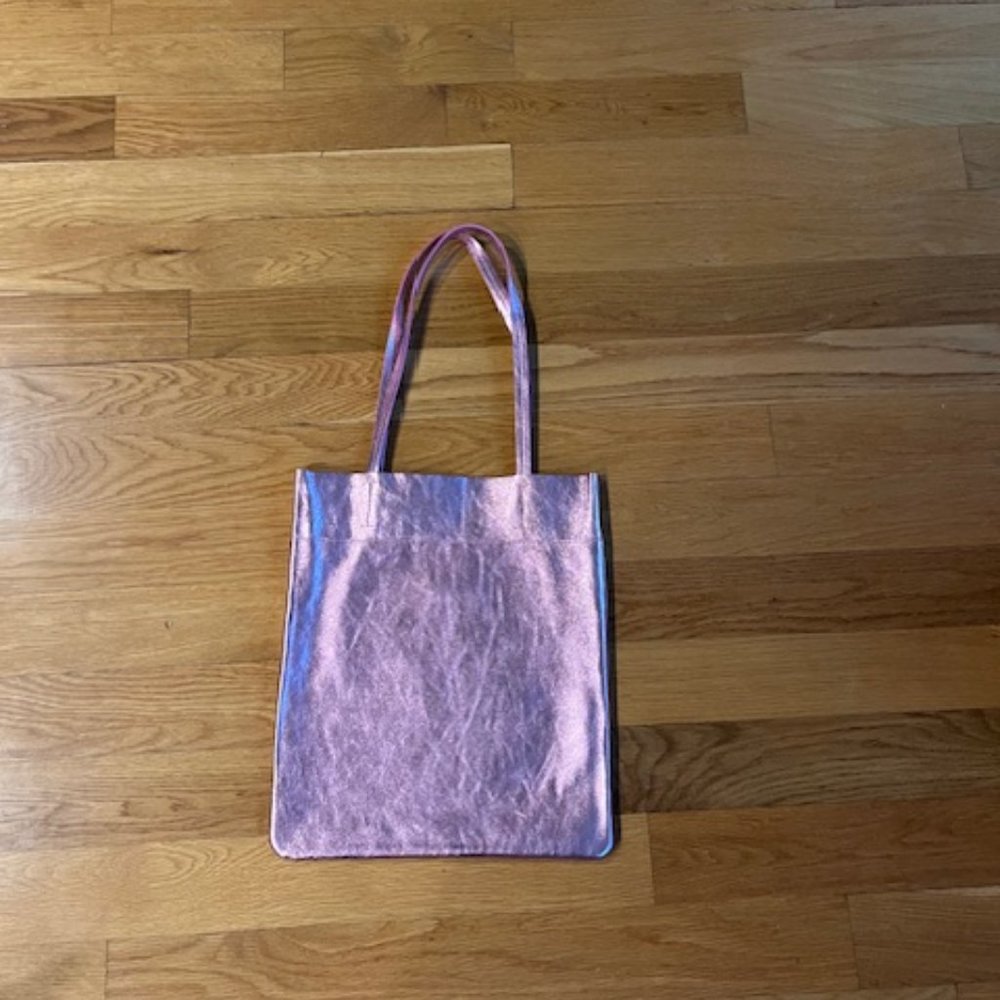 NWOT Madewell The Magazine Tote Bag Pink Metallic